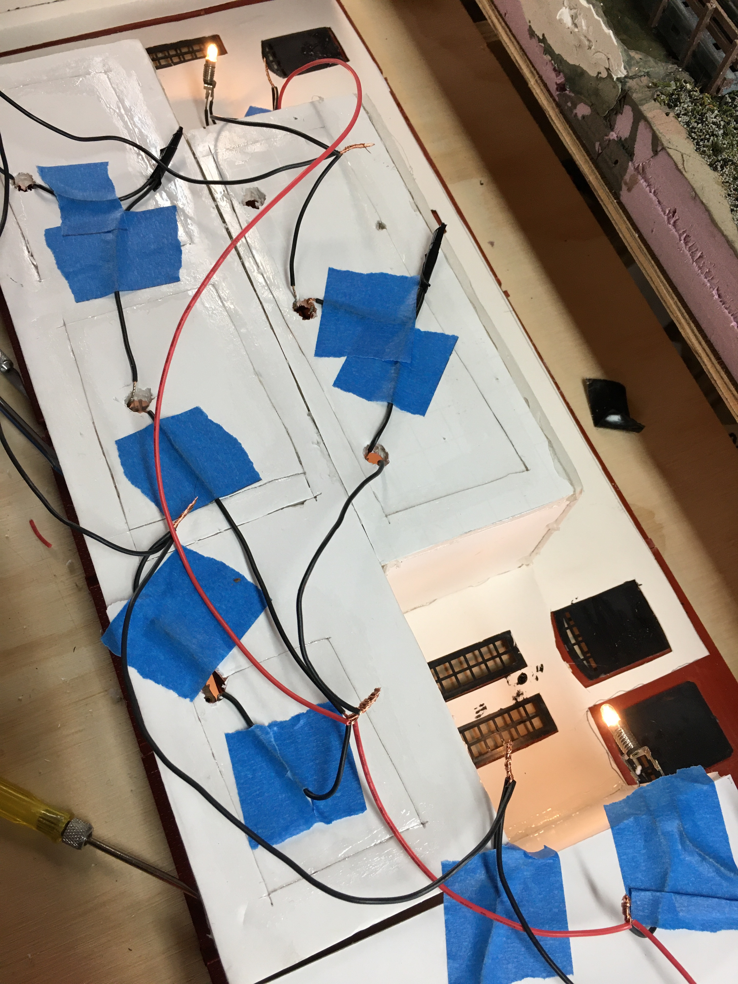 Backside view of Backdrop Factory showing wiring